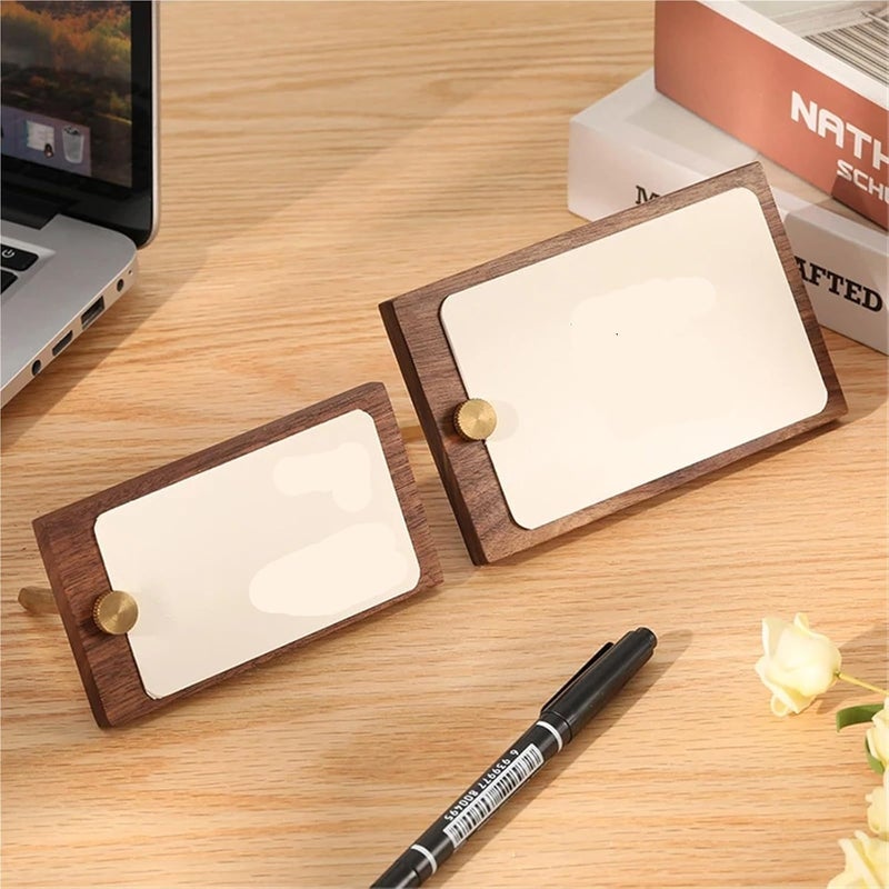 Solid wood products price tag 2pcs Walnut Wood Business Card Holder Wooden Name Display Stand Tag Clip Message Notes Mini Price Paper(8x13x0.9cm) - Image 3