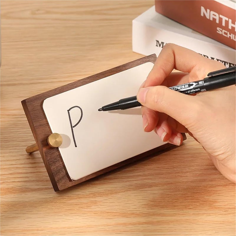 Solid wood products price tag 2pcs Walnut Wood Business Card Holder Wooden Name Display Stand Tag Clip Message Notes Mini Price Paper(8x13x0.9cm) - Image 4