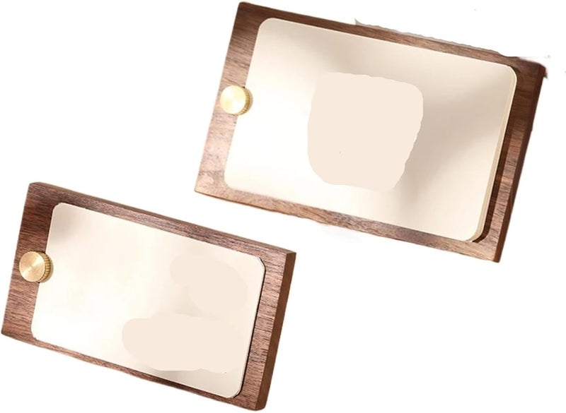 Solid wood products price tag 2pcs Walnut Wood Business Card Holder Wooden Name Display Stand Tag Clip Message Notes Mini Price Paper(8x13x0.9cm) - Image 1