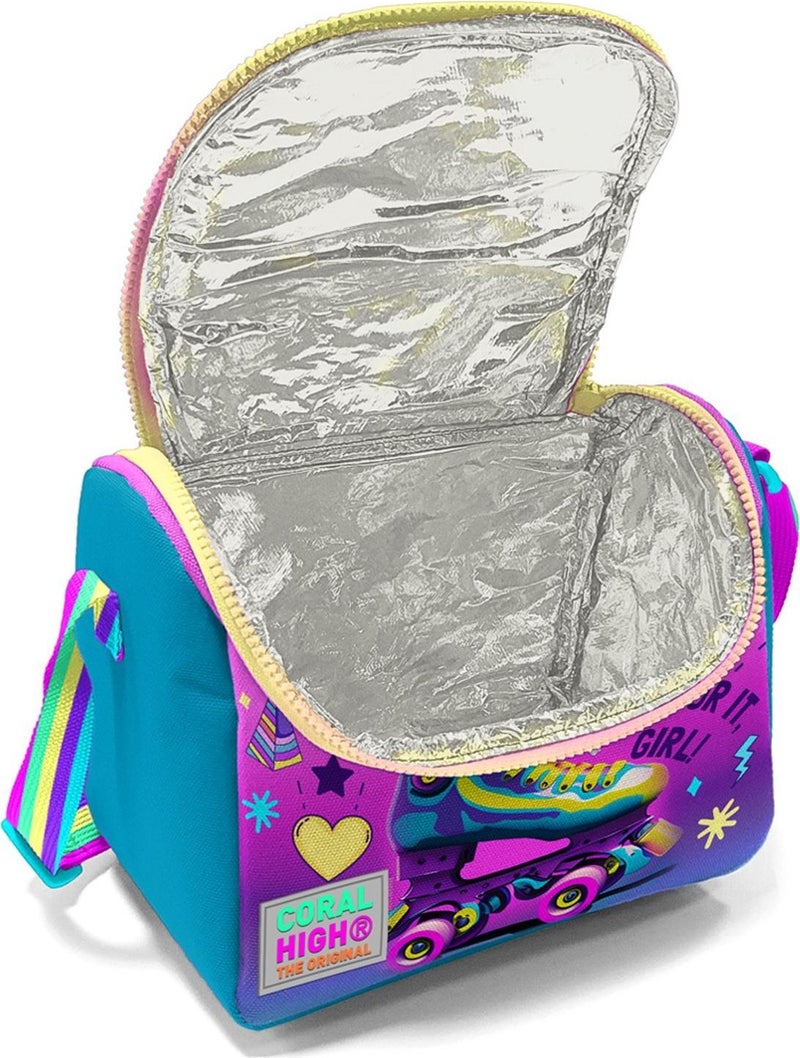 CORAL HIGH Kids Pink Turquoise Headphones Skate Patterned Thermo Lunchbox 11754 - Image 5