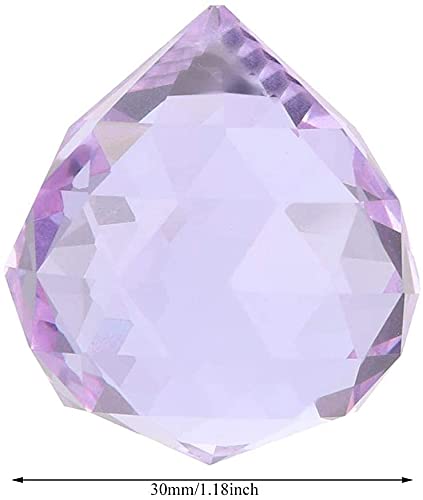 CRYSTA WORLD Crystal Prism Suncatcher Size 30 mm Glass Art Hanging Crystal Sun Catcher Prism Ball for Christmas Tree Decoration and Car Pendants (Purple) - Image 2