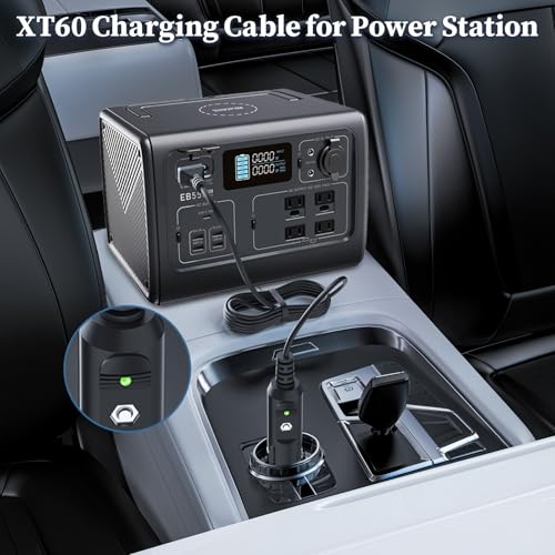 JATERSERN Car Charger for ECOFLOW for Delta for Bluetti EB55 for River for Anker 757 767 Portable Power Station Solar Generator XT60 Extension Power Adapter 16AWG Charging Cord - Image 2