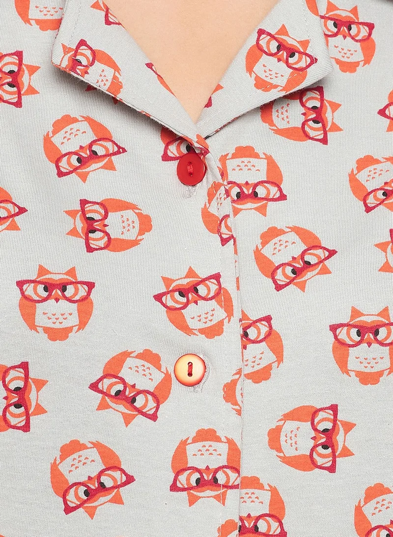 Clovia Printed Shirts & Pyjama Set