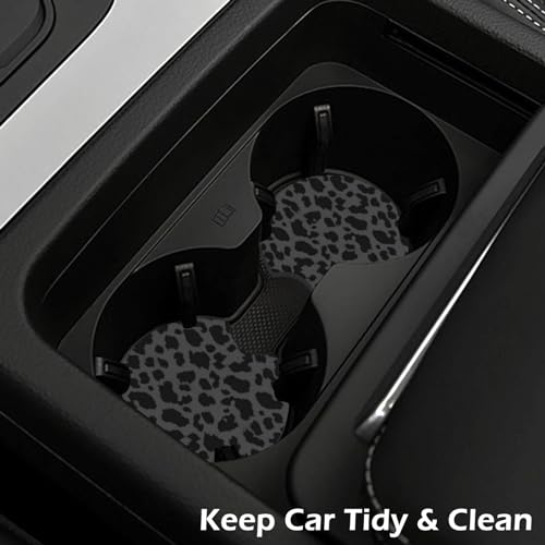 KARREAL Leopard Print Steering Wheel Cover & Coasters, Black, 14.5-15 Inch, Car, SUVs, Trucks - Image 4
