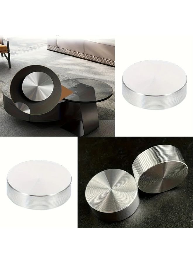 2pcs Polished Aluminum Alloy Glass Table Adapter M8 Thread 30mm Diameter Round Feet Furniture Coffee Table Corner Decoration Fixing Plate Dining Table - Image 2