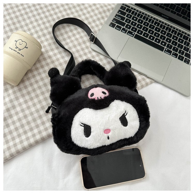 Generic - Cute Fluffy Bunny Shoulder Bag for Birthdays Black - Image 1