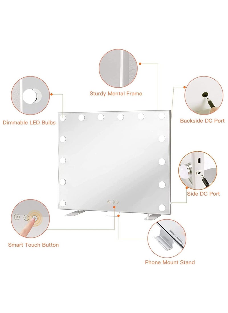 GGEROU Vanity Mirror with Lights,24"×20" Vanity Lighted Mirror with Smart Touch Control Dimmer Bulbs, 3 Color Lights Modes,HD Mirror,Smart Touch Control,with USB Charging Port  - Image 4