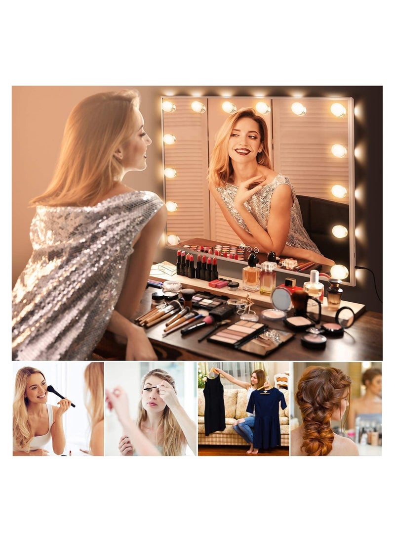 GGEROU Vanity Mirror with Lights,24"×20" Vanity Lighted Mirror with Smart Touch Control Dimmer Bulbs, 3 Color Lights Modes,HD Mirror,Smart Touch Control,with USB Charging Port  - Image 2