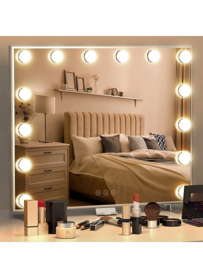 GGEROU Vanity Mirror with Lights,24"×20" Vanity Lighted Mirror with Smart Touch Control Dimmer Bulbs, 3 Color Lights Modes,HD Mirror,Smart Touch Control,with USB Charging Port  - Image 1