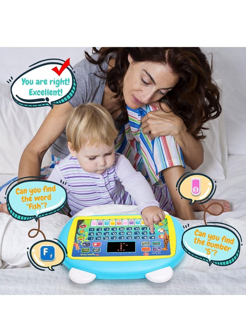 لابتوب تعليمي للأطفال باللغة العربية للتعلم المبكر ، جهاز تعليمي ممتع ، تعلم الحروف والكلمات والألعاب والرياضيات والموسيقى والمنطق وأداة الذاكرة (أزرق) - Image 4