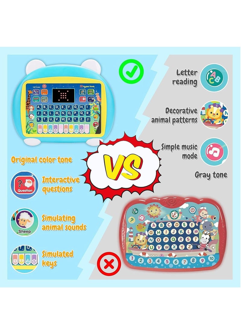 لابتوب تعليمي للأطفال باللغة العربية للتعلم المبكر ، جهاز تعليمي ممتع ، تعلم الحروف والكلمات والألعاب والرياضيات والموسيقى والمنطق وأداة الذاكرة (أزرق) - Image 3