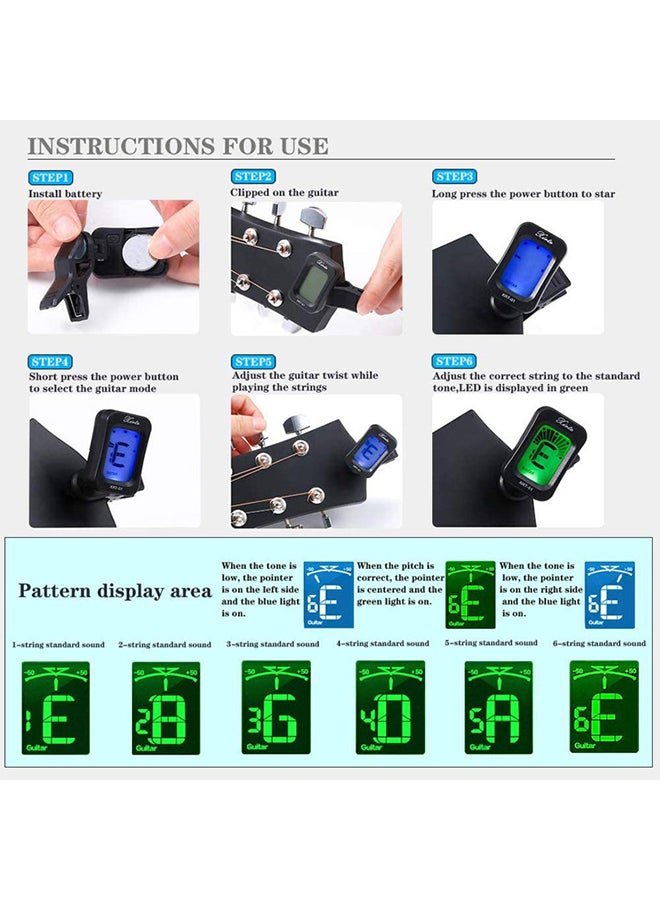 Sharpdo Guitar String Dial Tuner Tuning Clip Set Musical Instrument Accessories Set - Image 4