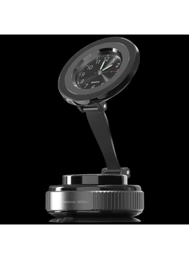 Foldable Magnetic Phone Holder with Built-In Quartz Clock - Black - Image 2