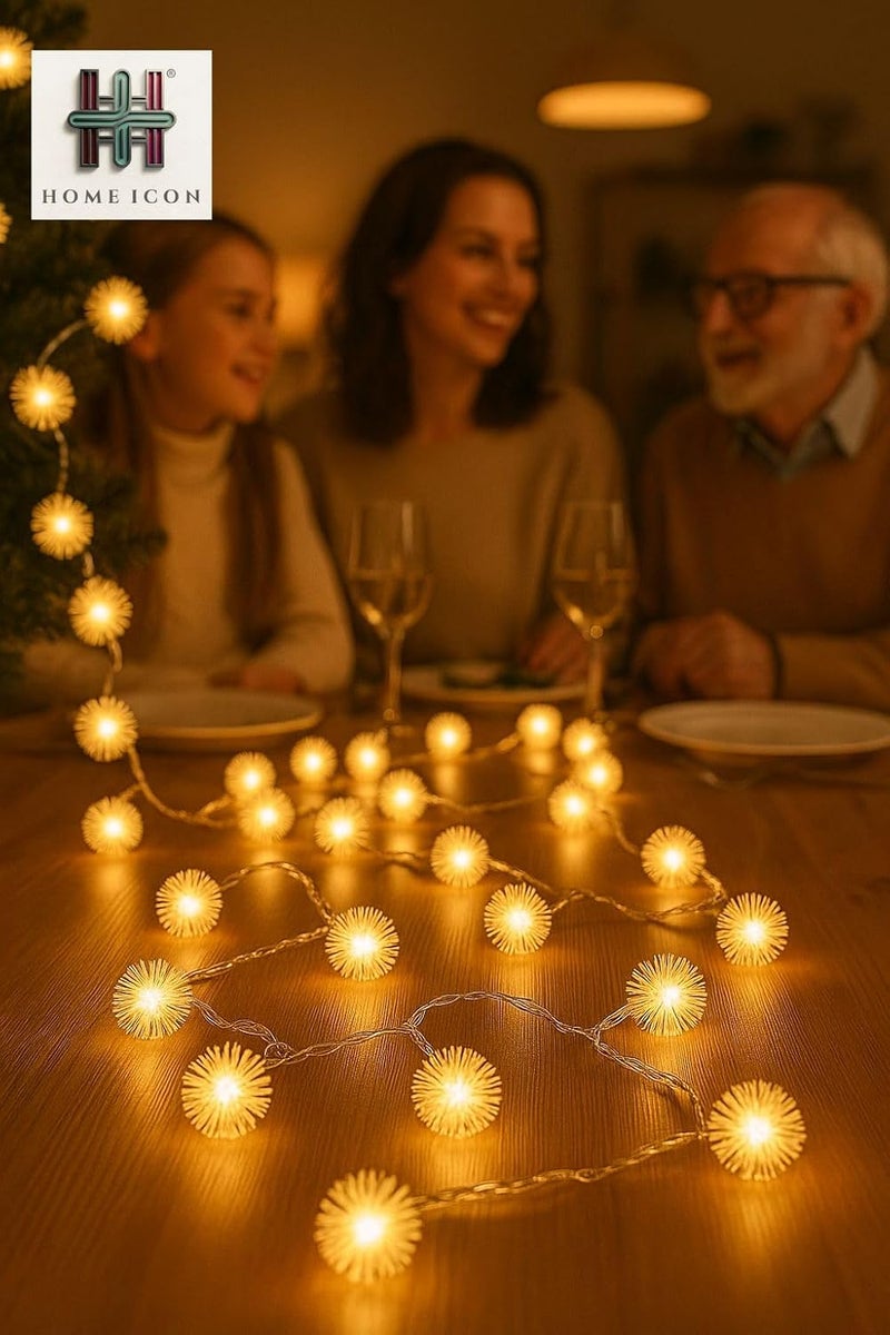 Home Icon Dandelion Decorative String Lights - 3M, 30 LED, Battery Operated for Christmas Tree, Bedroom, Wedding, Party, Garden Decoration - Image 5