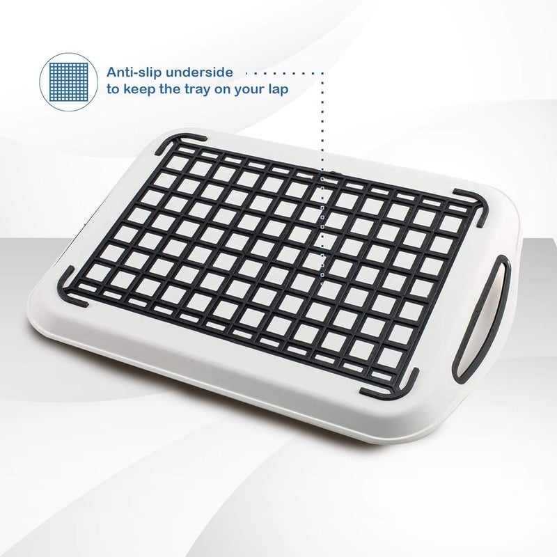 volila Food Trays for Eating on Couch - 2 Pack - Non Slip Dinner Trays for Eating Set of 2 Non Slip Serving Tray and Food Tray with Handles (White) - Image 3
