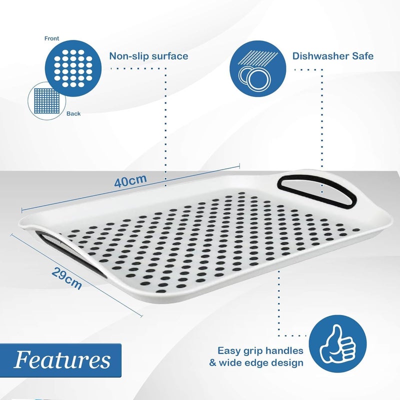 volila Food Trays for Eating on Couch - 2 Pack - Non Slip Dinner Trays for Eating Set of 2 Non Slip Serving Tray and Food Tray with Handles (White) - Image 2