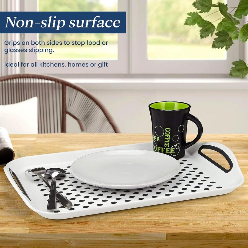 volila Food Trays for Eating on Couch - 2 Pack - Non Slip Dinner Trays for Eating Set of 2 Non Slip Serving Tray and Food Tray with Handles (White) - Image 4