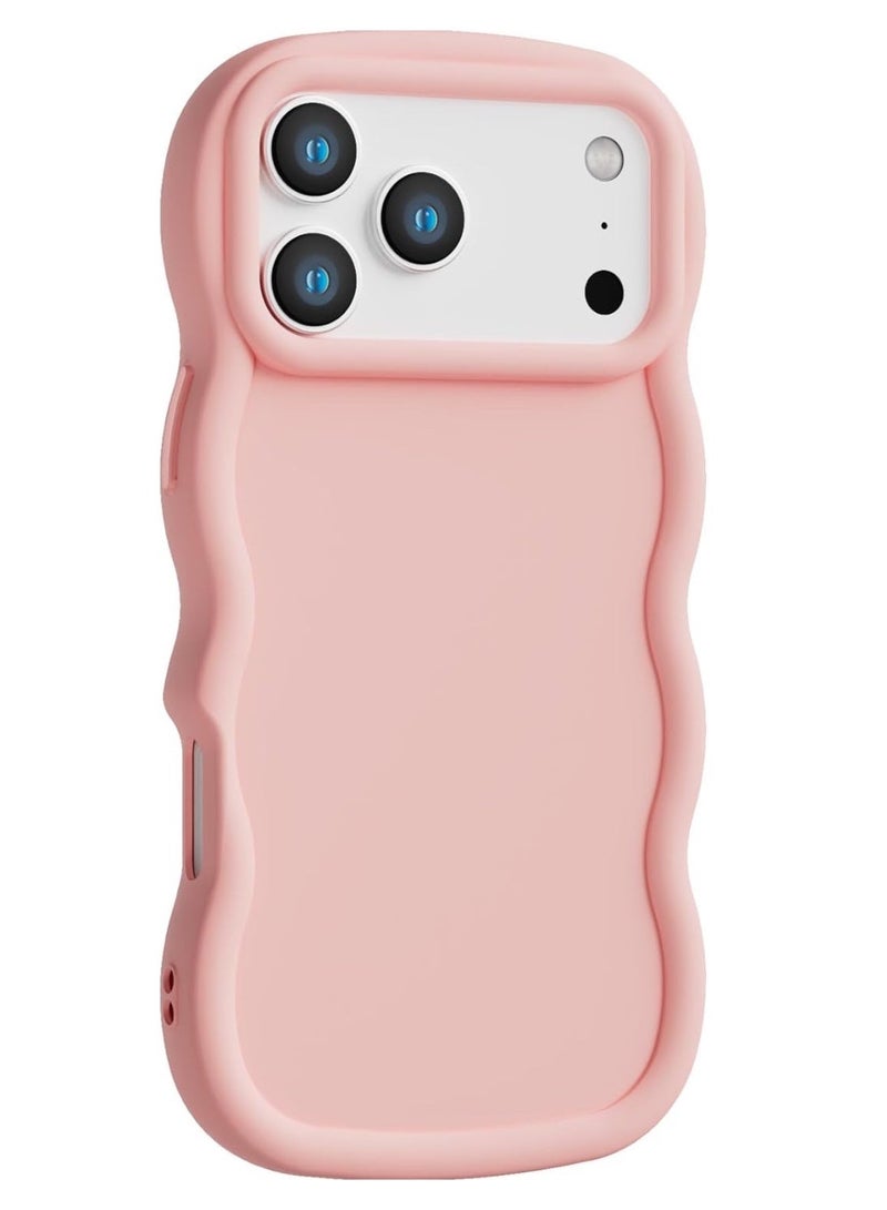 iPhone 17 Pro Max Case, Slim Wavy Design, Soft TPU Shockproof Cover, Anti-Scratch Pink - Image 1
