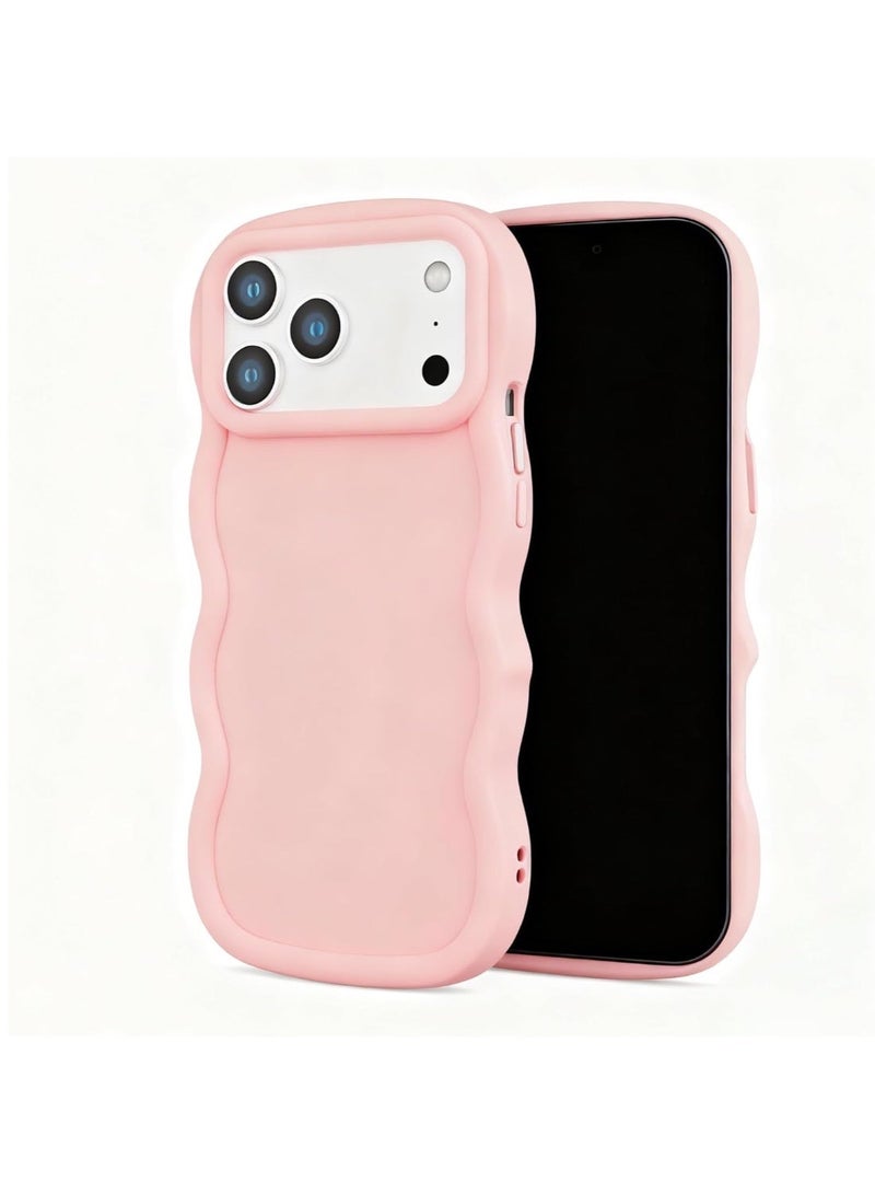 iPhone 17 Pro Max Case, Slim Wavy Design, Soft TPU Shockproof Cover, Anti-Scratch Pink - Image 3