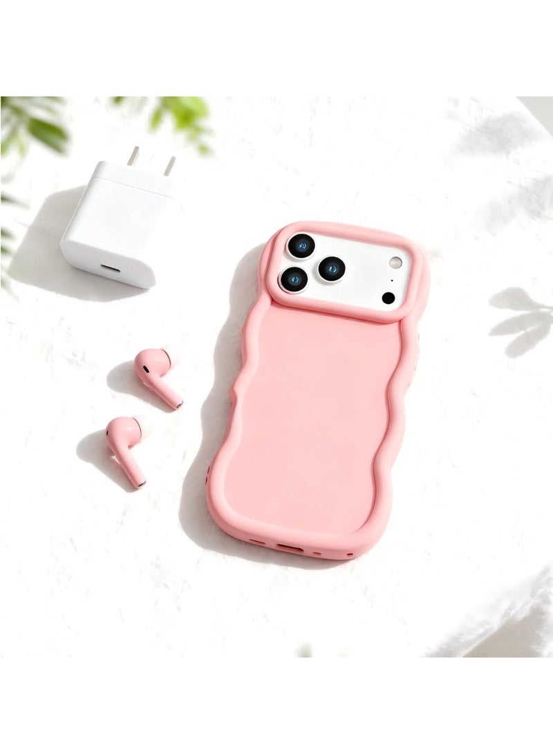 iPhone 17 Pro Max Case, Slim Wavy Design, Soft TPU Shockproof Cover, Anti-Scratch Pink - Image 5