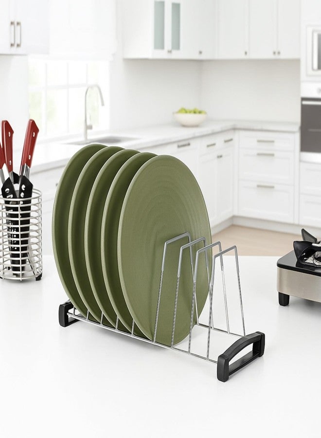 LEVON Stainless Steel Thali and Dish Rack – 11-Section Kitchen Organizer with 8 Thali Inserts | Anti-Rust Nano Coated Plate Stand, Lid Holder, and Utensil Rack for Countertop Use - Image 2