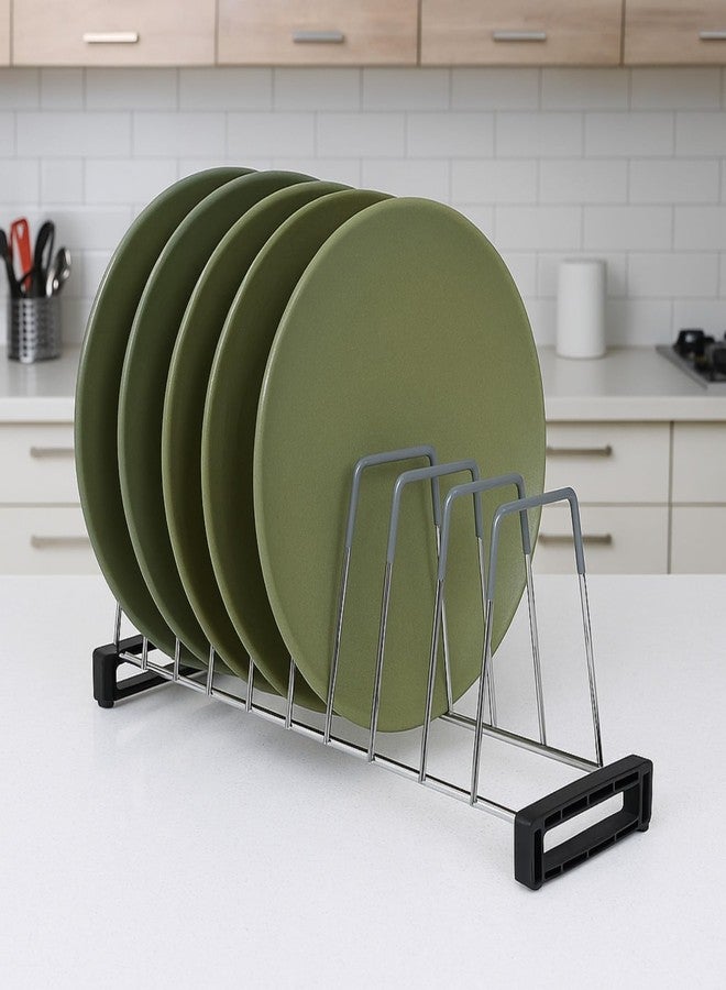 LEVON Stainless Steel Thali and Dish Rack – 11-Section Kitchen Organizer with 8 Thali Inserts | Anti-Rust Nano Coated Plate Stand, Lid Holder, and Utensil Rack for Countertop Use - Image 4