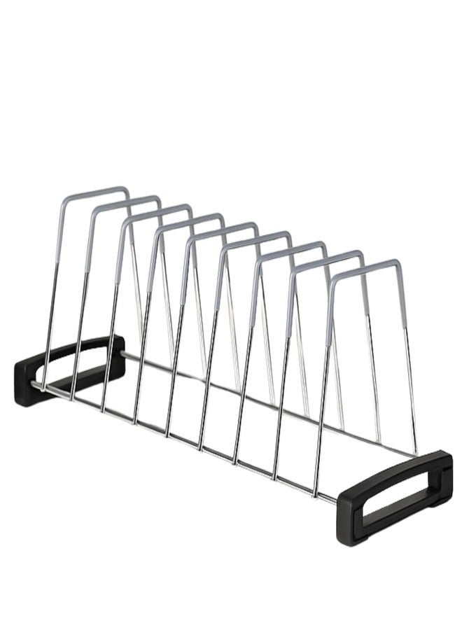 LEVON Stainless Steel Thali and Dish Rack – 11-Section Kitchen Organizer with 8 Thali Inserts | Anti-Rust Nano Coated Plate Stand, Lid Holder, and Utensil Rack for Countertop Use - Image 1