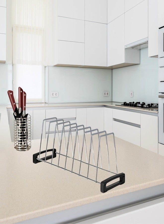 LEVON Stainless Steel Thali and Dish Rack – 11-Section Kitchen Organizer with 8 Thali Inserts | Anti-Rust Nano Coated Plate Stand, Lid Holder, and Utensil Rack for Countertop Use - Image 3