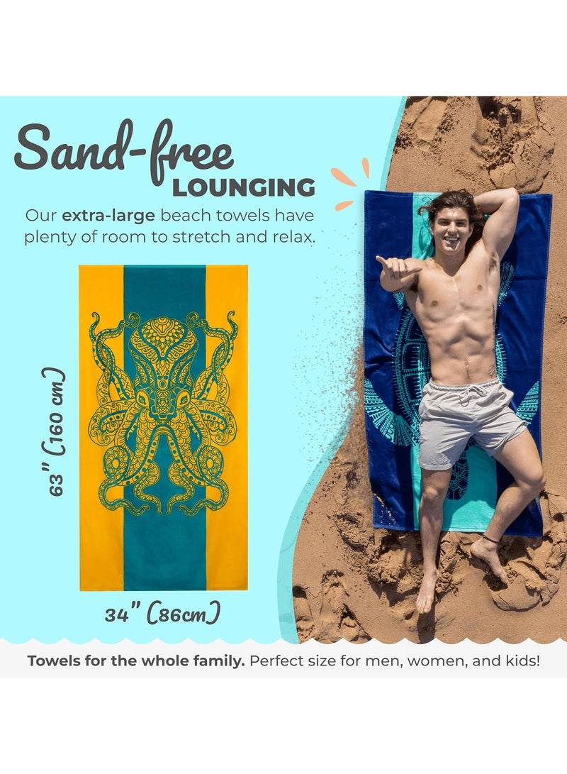 Oversized Beach Towel with A Cute Design, Quick Dry for Beach, Pool, Bath or Picnic Extra Large, XL (160x86 cm) Thick, Portable, Lightweight, High Absorbent for Adults Mens Women - Image 3