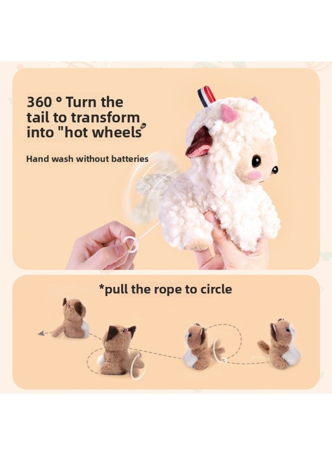Generic Le Jier Children's Animal Toy Dog Simulation Plush Unicorn Cow Sheep Pull Rope Wagging Tail Pet Toy-Color:Kitty  - Image 5