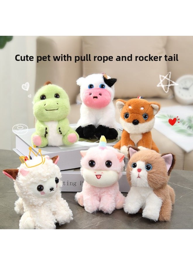 Generic Le Jier Children's Animal Toy Dog Simulation Plush Unicorn Cow Sheep Pull Rope Wagging Tail Pet Toy-Color:Kitty  - Image 2