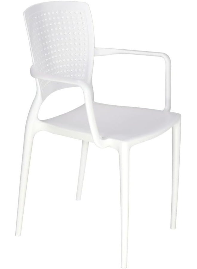 TRAMONTINA Since 1911,Made in Brazil-  Safira White Polypropylene and Fiberglass Chair With Armrests - Image 1