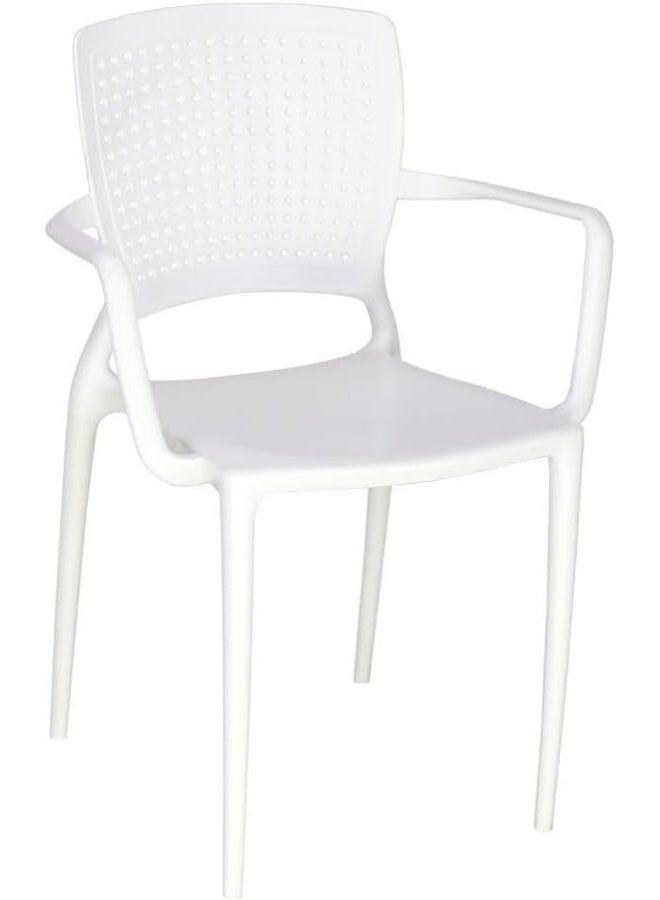 TRAMONTINA Since 1911,Made in Brazil-  Safira White Polypropylene and Fiberglass Chair With Armrests - Image 3