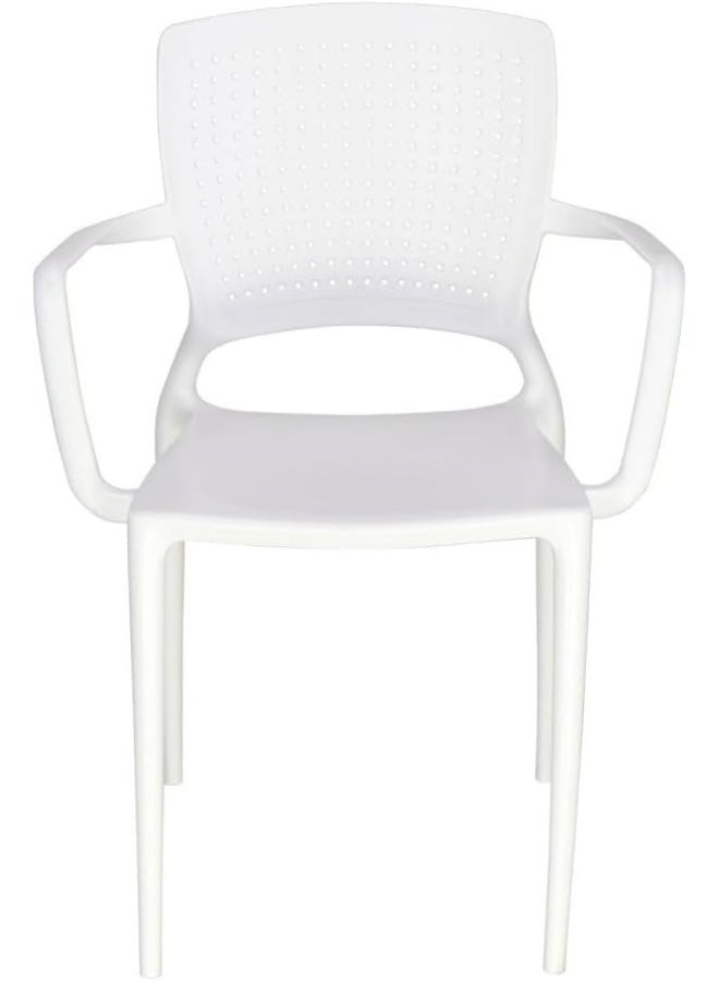 TRAMONTINA Since 1911,Made in Brazil-  Safira White Polypropylene and Fiberglass Chair With Armrests - Image 4