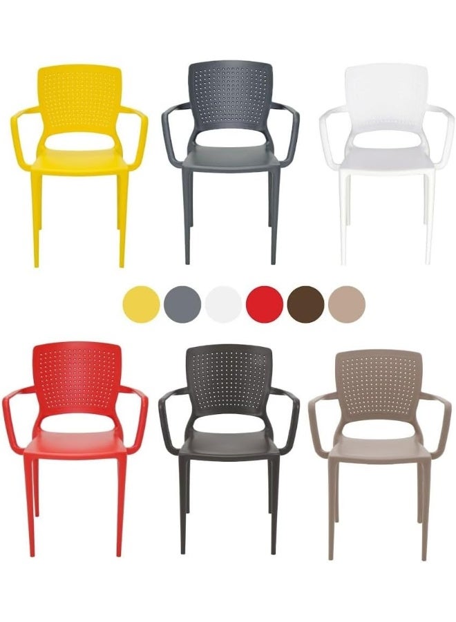 TRAMONTINA Since 1911,Made in Brazil-  Safira White Polypropylene and Fiberglass Chair With Armrests - Image 5