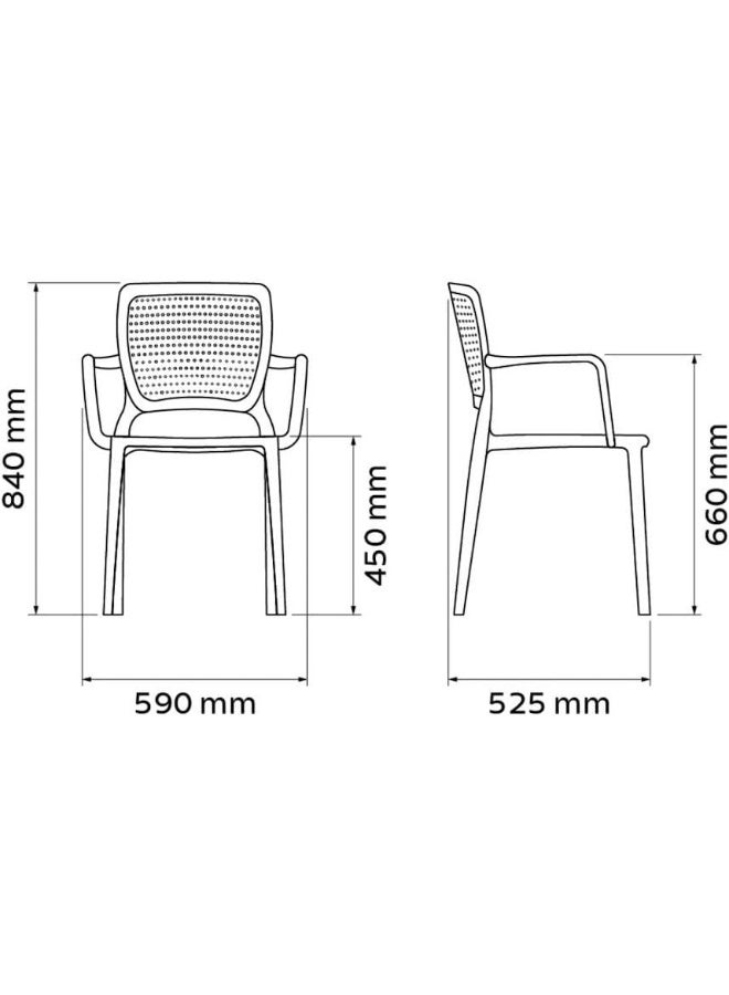 TRAMONTINA Since 1911,Made in Brazil-  Safira White Polypropylene and Fiberglass Chair With Armrests - Image 2