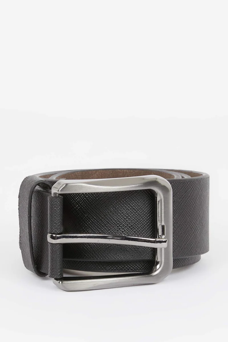 Man Rectangle Clasp Faux Leather Denim Belt