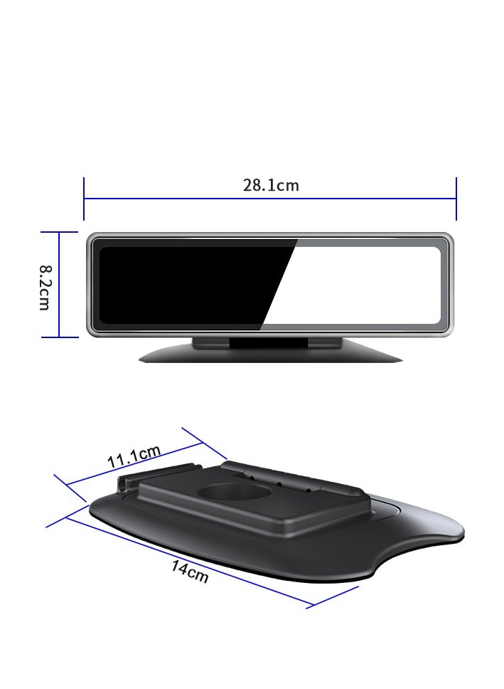 12 in IPS Display Touch Screen Tachograph , Dash Camera , All around  Camera Driving Recorder , 360°Wide Angle Support Night-Vision, Loop Recording ,Reverse monitoring , Time-mark Motion Detection etc