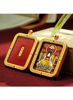 Generic Hand-Painted Thangka Green Tara Yellow Buddha Zodiac past Life Present Life Vermilion Pendant Tibetan Copper Geometric Handmade Artwork Fifth Master 