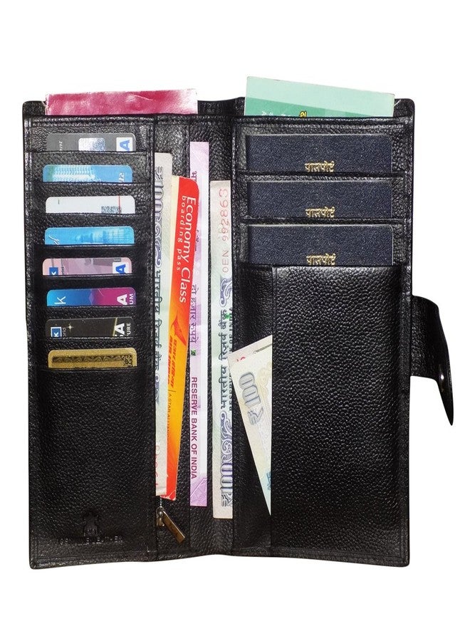 STYLE SHOES Black Smart and Stylish Leather Passport Holder - Image 2
