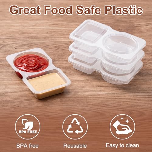 Husfunov 15 Set Reusable Snack Containers with Lids, 2-Compartment Snackle Box Container Portion Control for Kids, Meal Prep Containers for Travel School Work, Leakproof Camping Essentials - Image 4