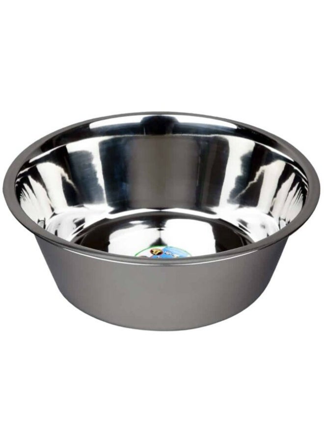 Stainless Steel Dog Food Bowl, Silver, 26cm, Durable Metal Pet Feeding Dish - Image 2