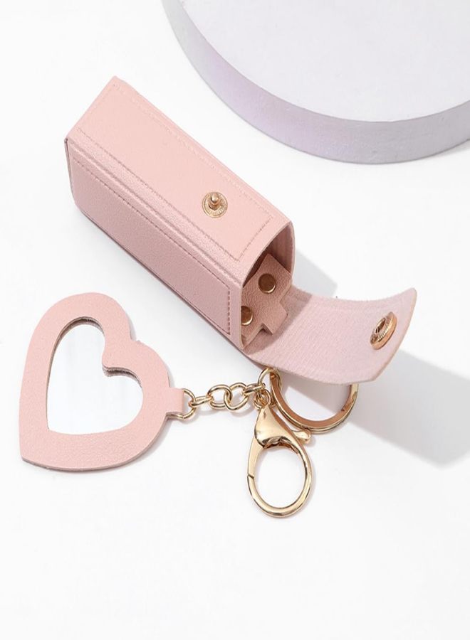 Arvintas 4 PACK PU Leather Potable Chapstick Holder Key Chain Bulk with Mirror, Lipstick Keychain, Lip Balm Organizer Holder Lipstick Travel Makeup Storage Case for Women Girls (Style 1) - Image 4