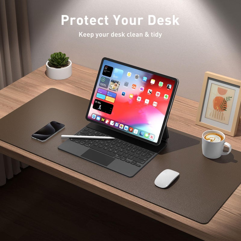 Aothia Leather Desk Pad Protector, Mouse Pad, Office Desk Mat, Non-Slip PU Leather Desk Blotter, Laptop Desk Pad, Waterproof Desk Writing Pad for Office and Home (Coffee, 36" x 17") - Image 3