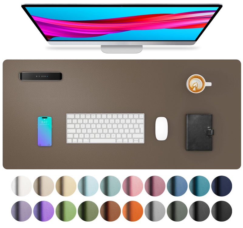 Aothia Leather Desk Pad Protector, Mouse Pad, Office Desk Mat, Non-Slip PU Leather Desk Blotter, Laptop Desk Pad, Waterproof Desk Writing Pad for Office and Home (Coffee, 36" x 17") - Image 1