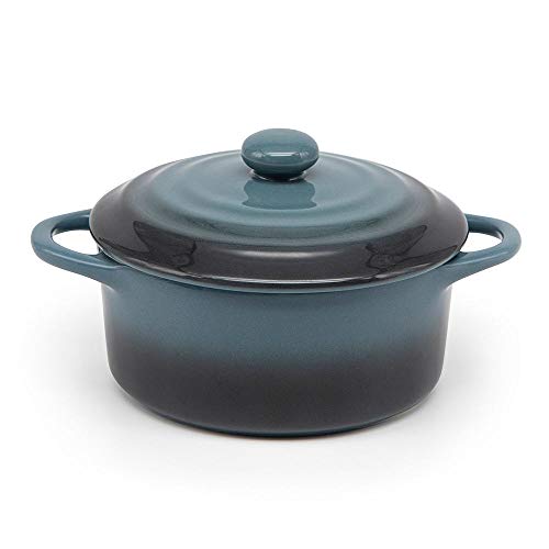 Kook طقم كوك سيراميك ميني كوكوت، أطباق كسرولة صغيرة مع أغطية ومقابض، أطباق خبز فردية، آمنة للاستخدام في الفرن والميكروويف وغسالة الصحون، من الحجر، 12 أونصة، مجموعة من 4 (تدرج الحجر) - Image 3