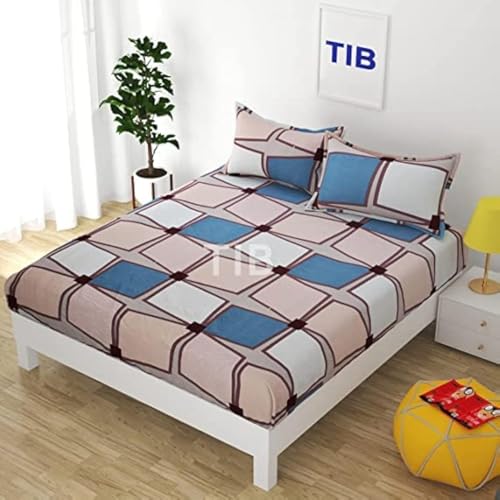 TIB Cotton Feel Polycotton Single Size Bed Sheet with 1 Pillow Cover, 60X90 Inches, Stone Peach - Image 1