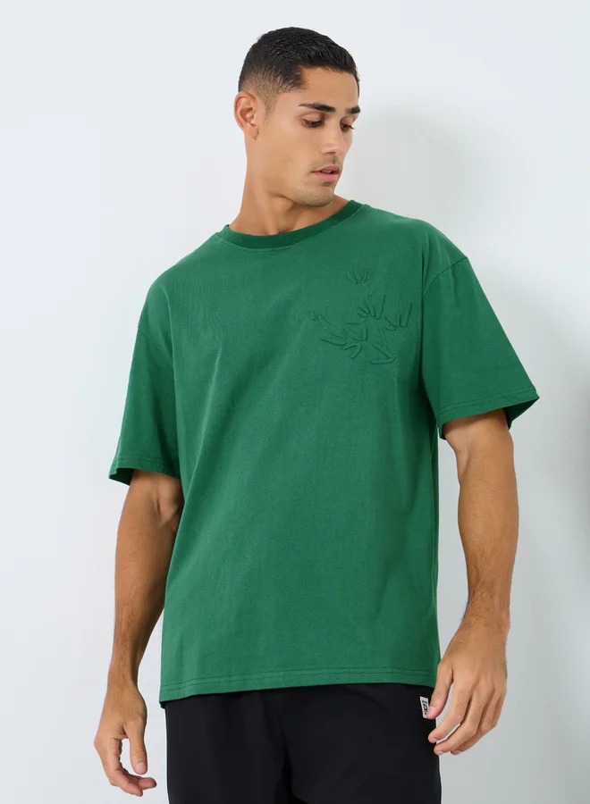 ستايلي Styli Men Oversized Emboss Print T-Shirt