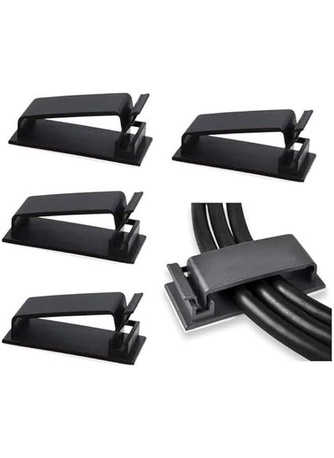 50PCS Cable Clips, Self Adhesive Cable Management Clips, Cord Organizer Wire Clips Cord Holder for Appliances PC Wall Ethernet Cable Under Desk Nightstand Home Office Car (Black)