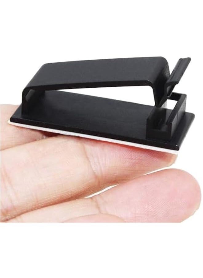 HOOKOR - 50PCS Cable Clips, Self Adhesive Cable Management Clips, Cord Organizer Wire Clips Cord Holder for Appliances PC Wall Ethernet Cable Under Desk Nightstand Home Office Car (Black) - Image 1